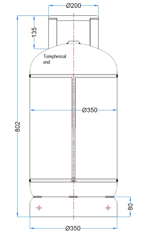 Design of a 23 kg LPG Commercial Cylinder 54 Liter_Type1 designed for industrial usage